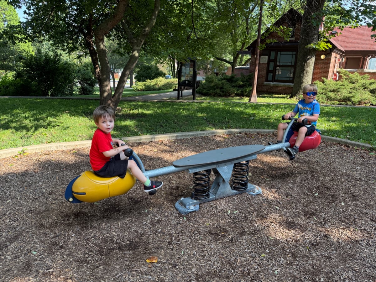 Ryan and Owen on a see-saw