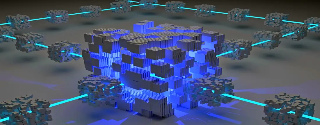 Representação visual de blockchain e ativos digitais tokenizados