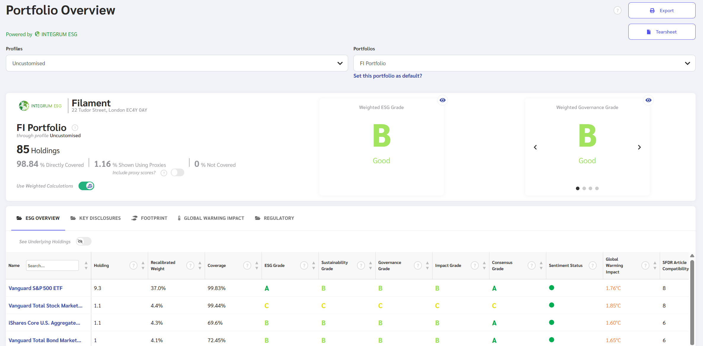 New Portfolio Overview - Example