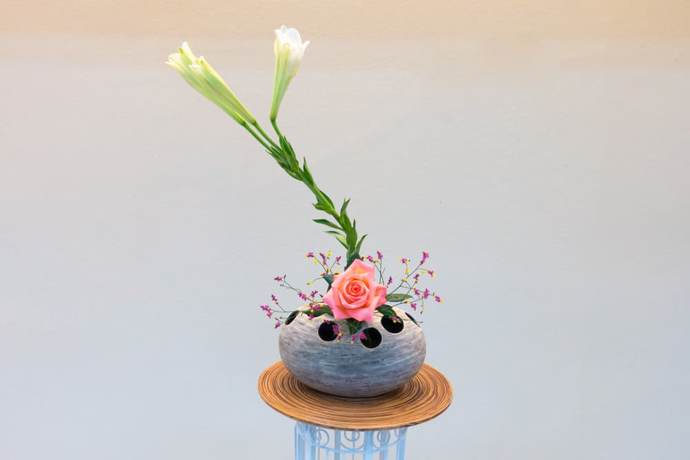 Ikebana Style Flower Arrangement