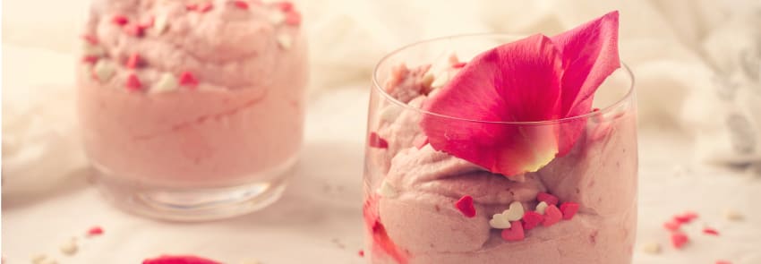 Dessert in Glass with Rose Garnish