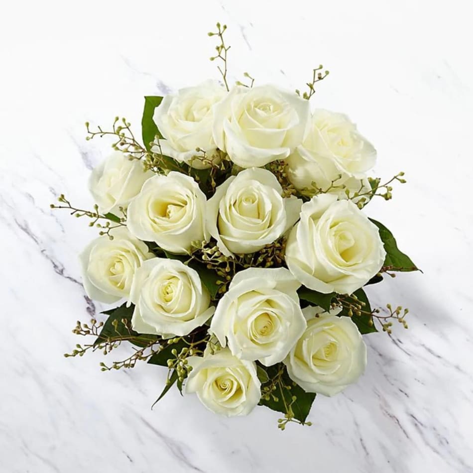 12 White Roses Bunch: Order Flowers Online | Interflora India