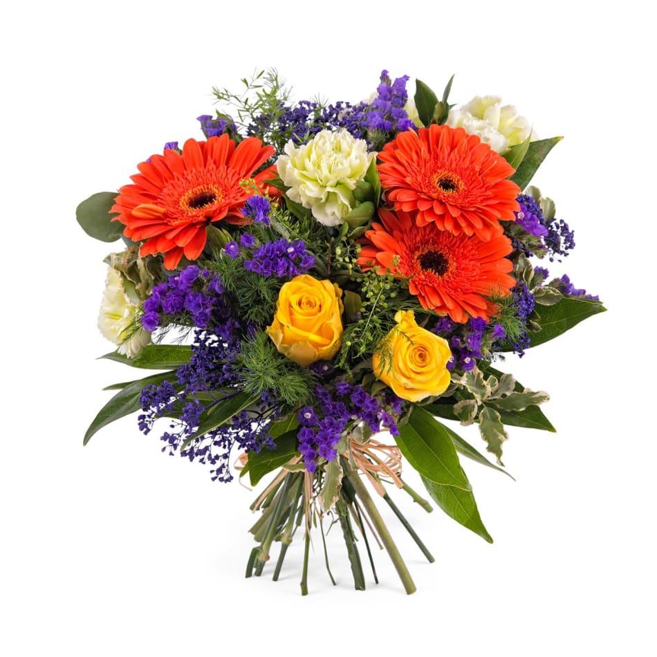 Arrangement with Gerbera Daisies and Roses: Order Flowers Online ...