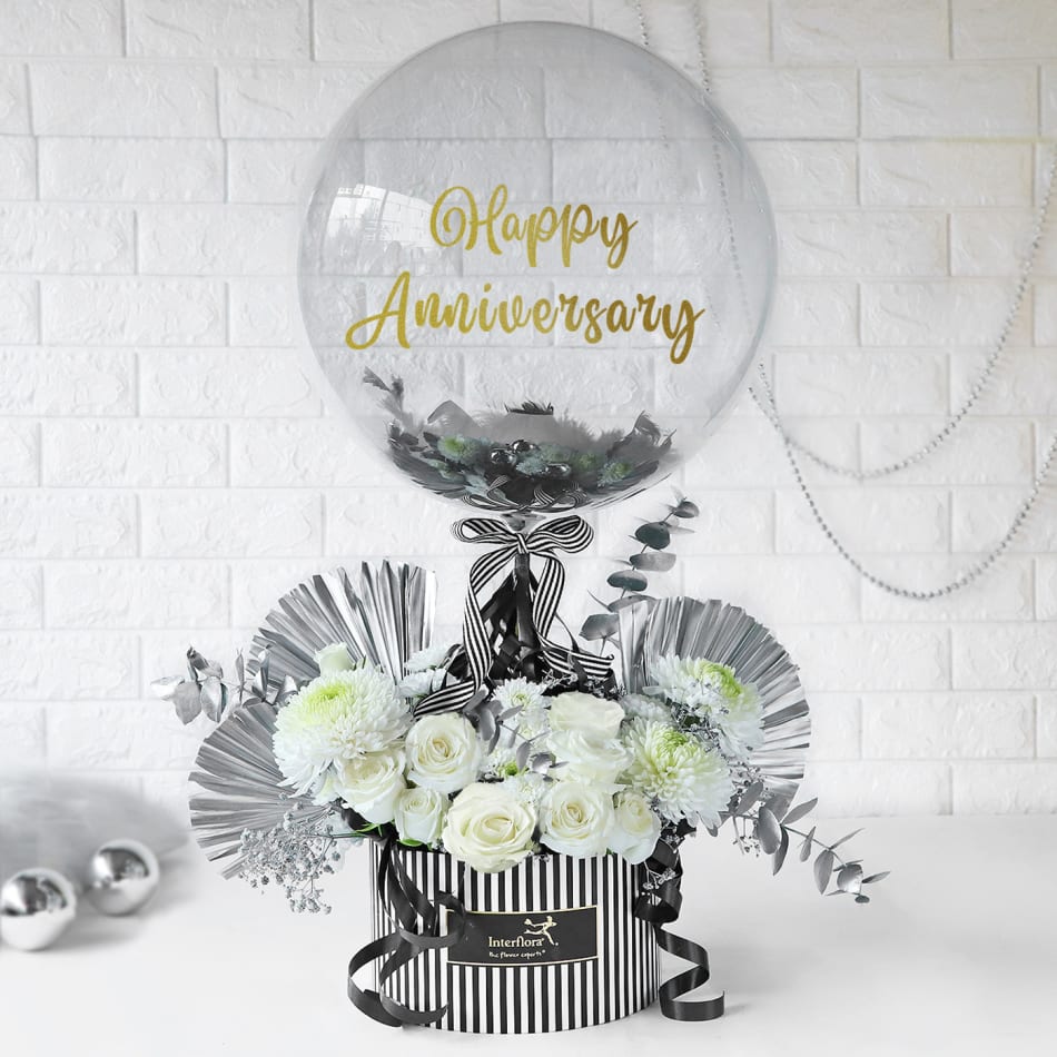 Chic in Silver Anniversary Arrangement: Order Anniversary Flowers ...