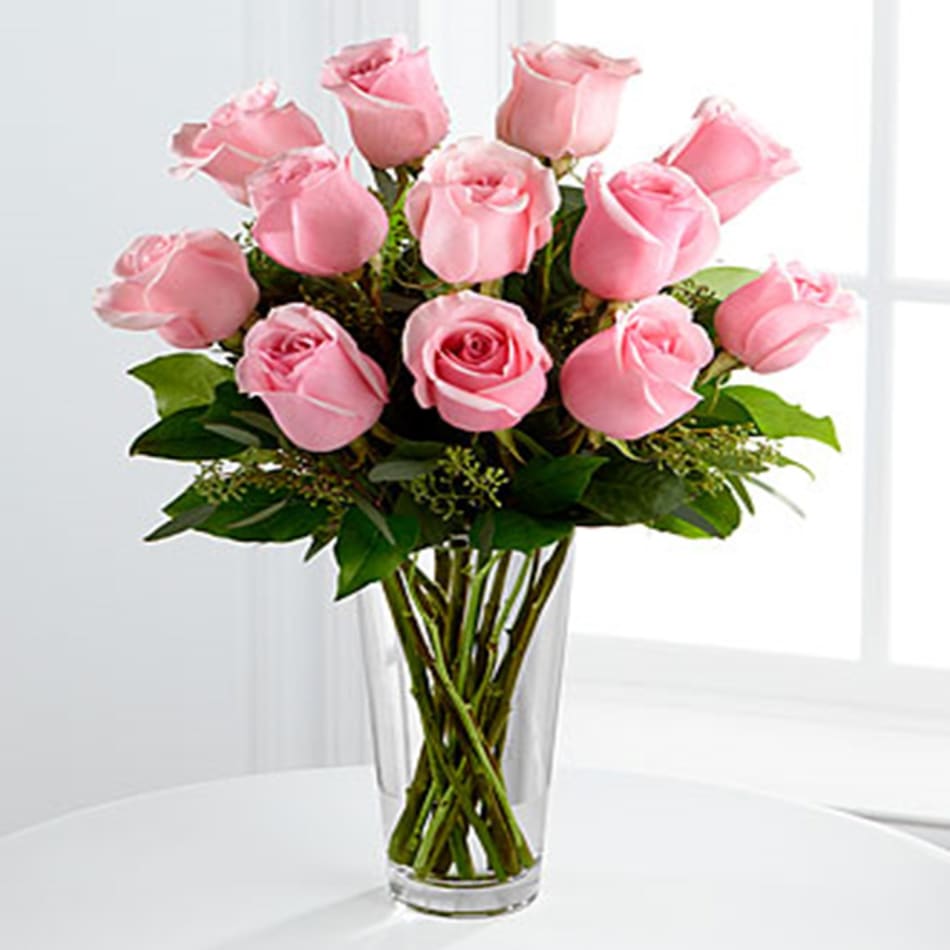 The Long Stem Pink Rose Bouquet by FTD VASE INCLUDED: Order ...