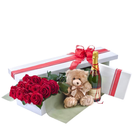 Beary Love Box - Everlasting Rose Gift Box Delivered Brisbane