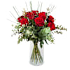 12 Red Roses with greenery Online