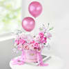 Gift Blushing Pink Balloons Roses And Cupids Delight Mini Cream Cake Combo