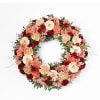 Funeral Wreath Plum and Gold with ribbon Online