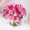 Gift Purple Orchids & Roses in Round Vase For Mom