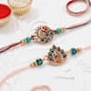 Gift Set Of 2 Peacock Rakhi With Kaju Katli