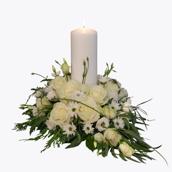 Funeral Arrangement with a candle: Order Flowers Online | Interflora India