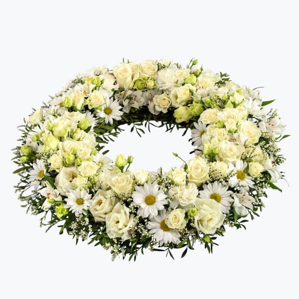 Funeral Wreath with texted ribbon Order Flowers Online Interflora India