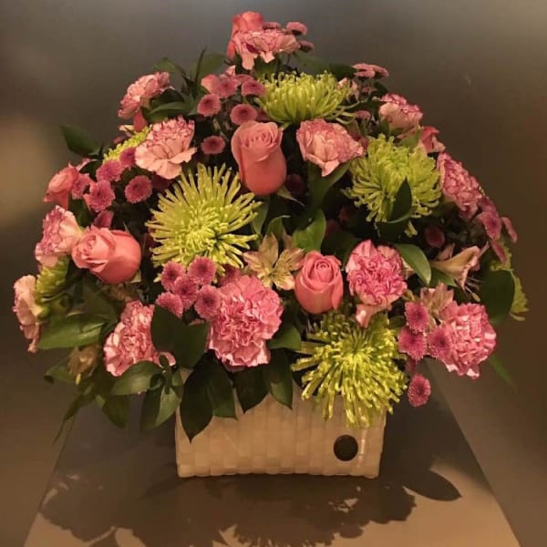 Seasonal flowers in container