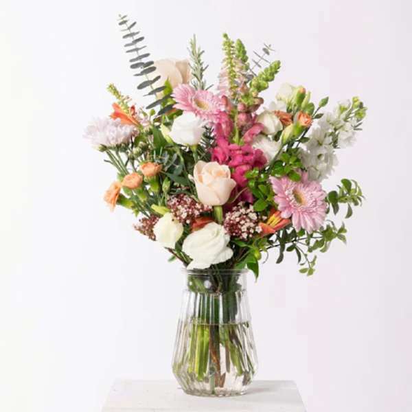 Seasonal Pastel Bouquet in Vase