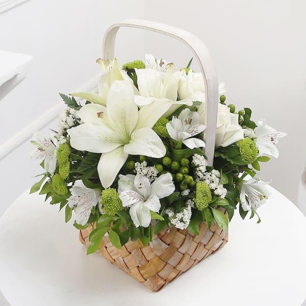 White Country Garden Basket Arrangement