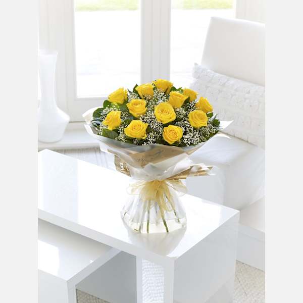 Yellow & Rose Hand Tied Order Flowers Online Interflora India