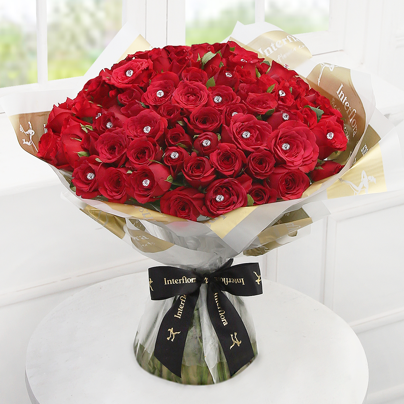 100 Red Rose Hand Tied Bouquet