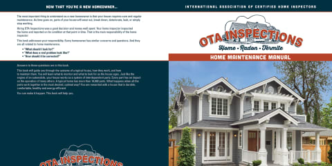 Custom Home Maintenance Book for OTA Inspections
