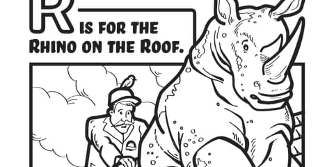 InterNACHI® Children's Rhino on the Roof Coloring Sheet
