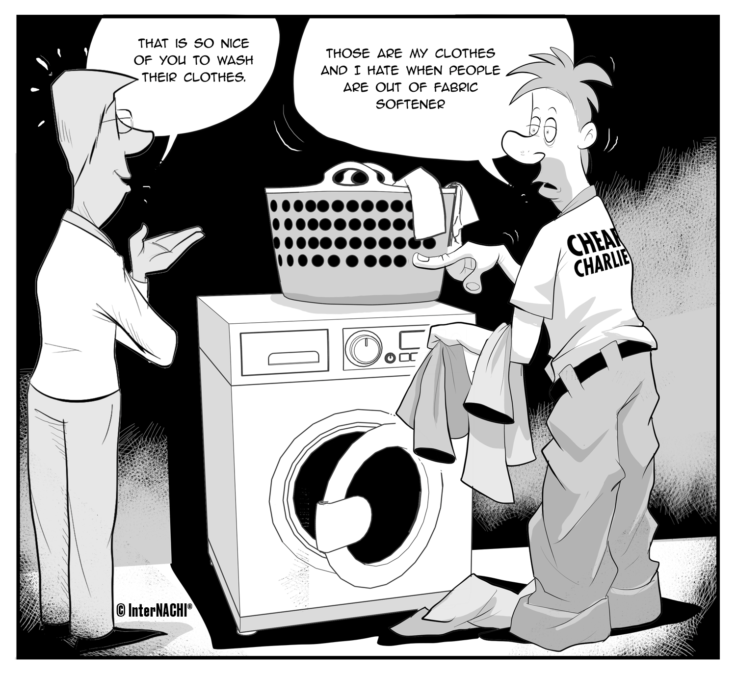 Cheap Charlie Takes Care of the Laundry Cartoon