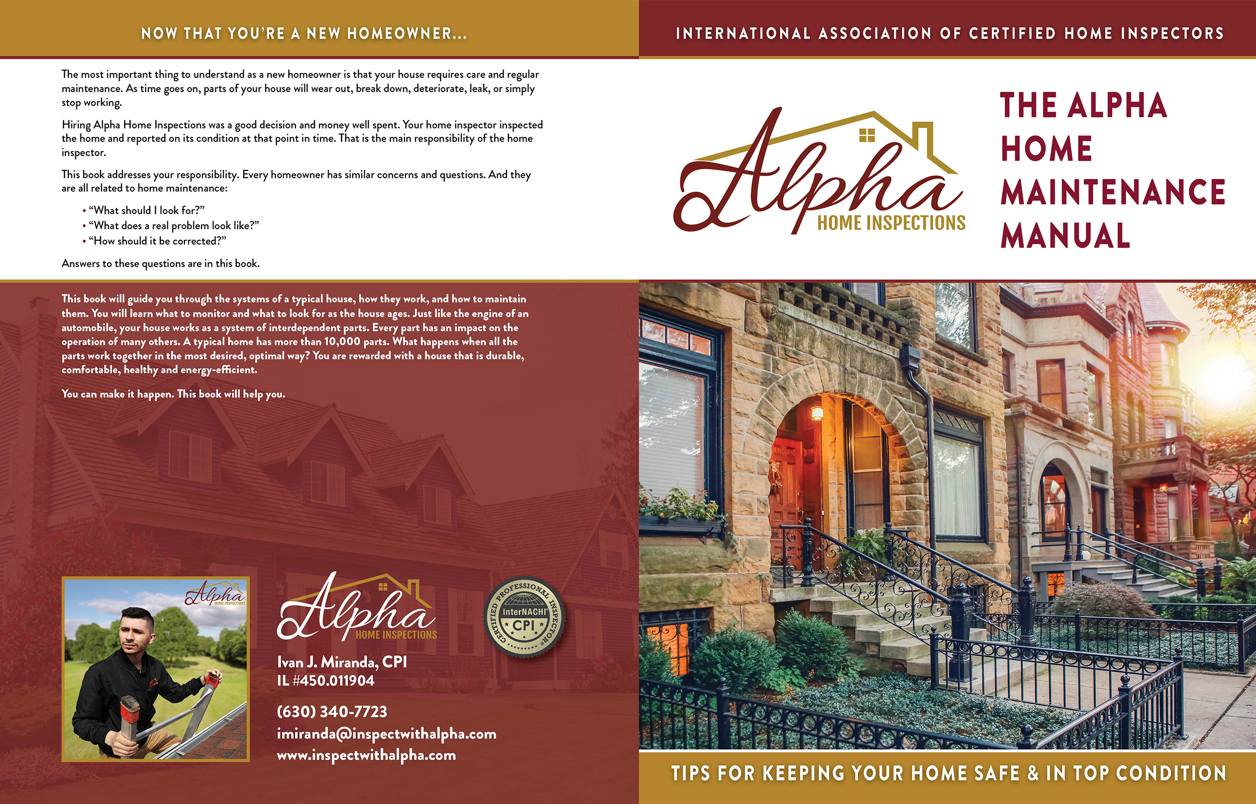 Custom Home Maintenance Book for Alpha Home Inspections