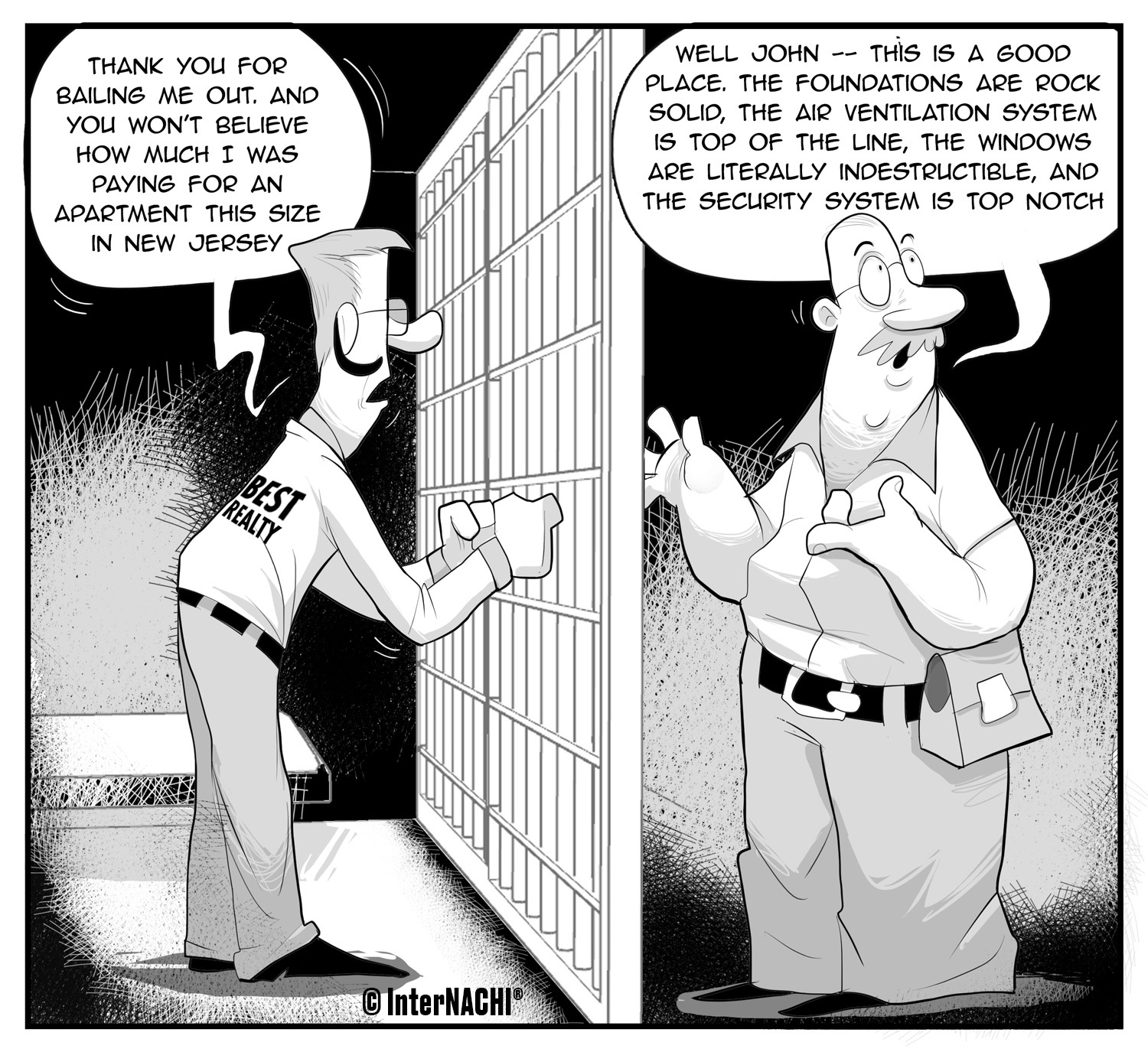 Detention Cell Quality Control Cartoon