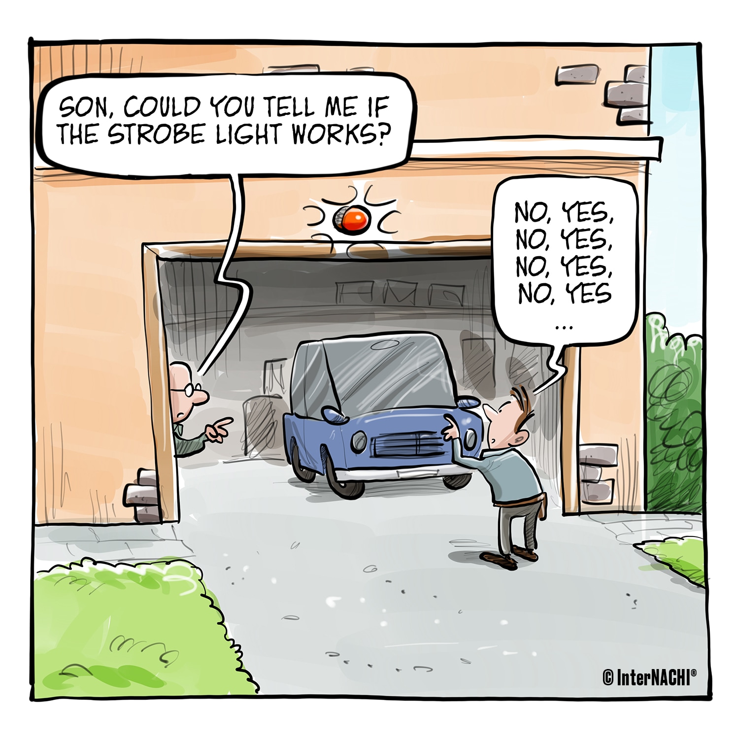 Emergency Light Inspection Cartoon