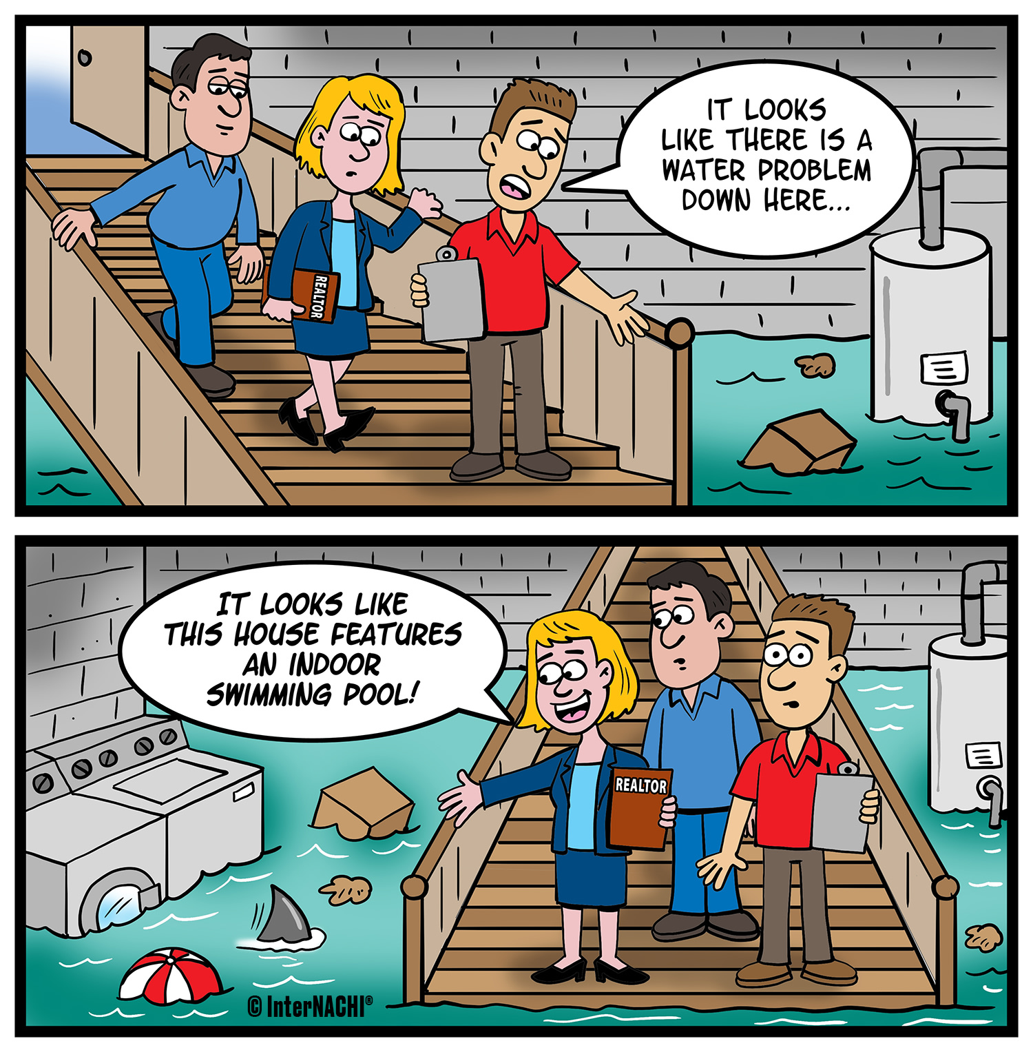 Indoor Pool Inspection Cartoon