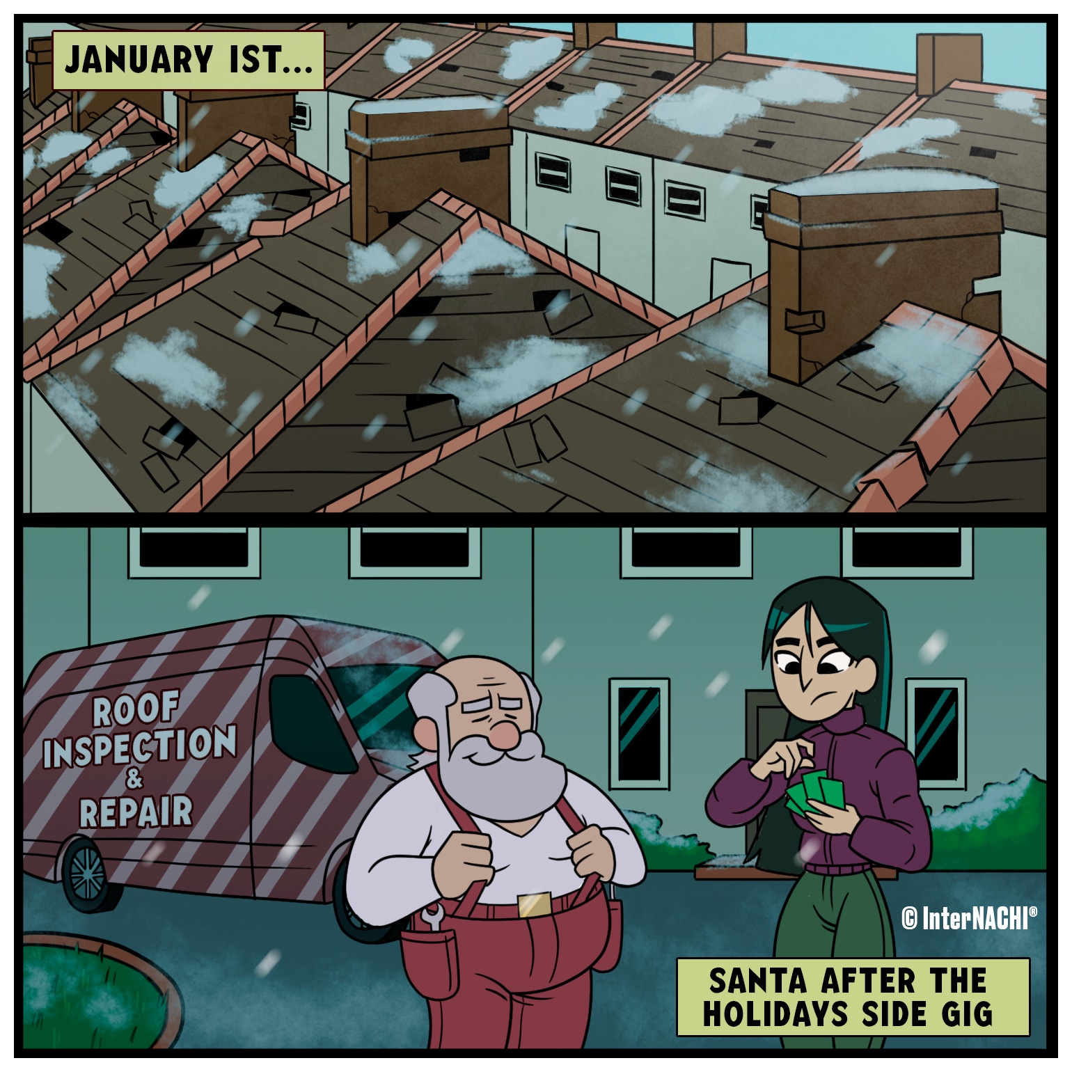 Santa's Side Gig Holiday Themed Cartoon