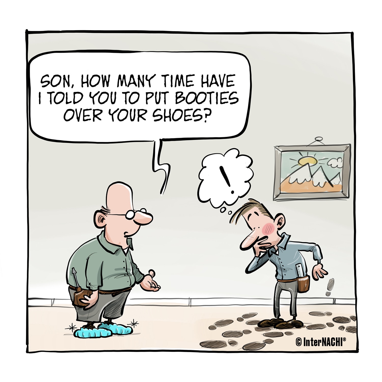 cartoon putting on shoes