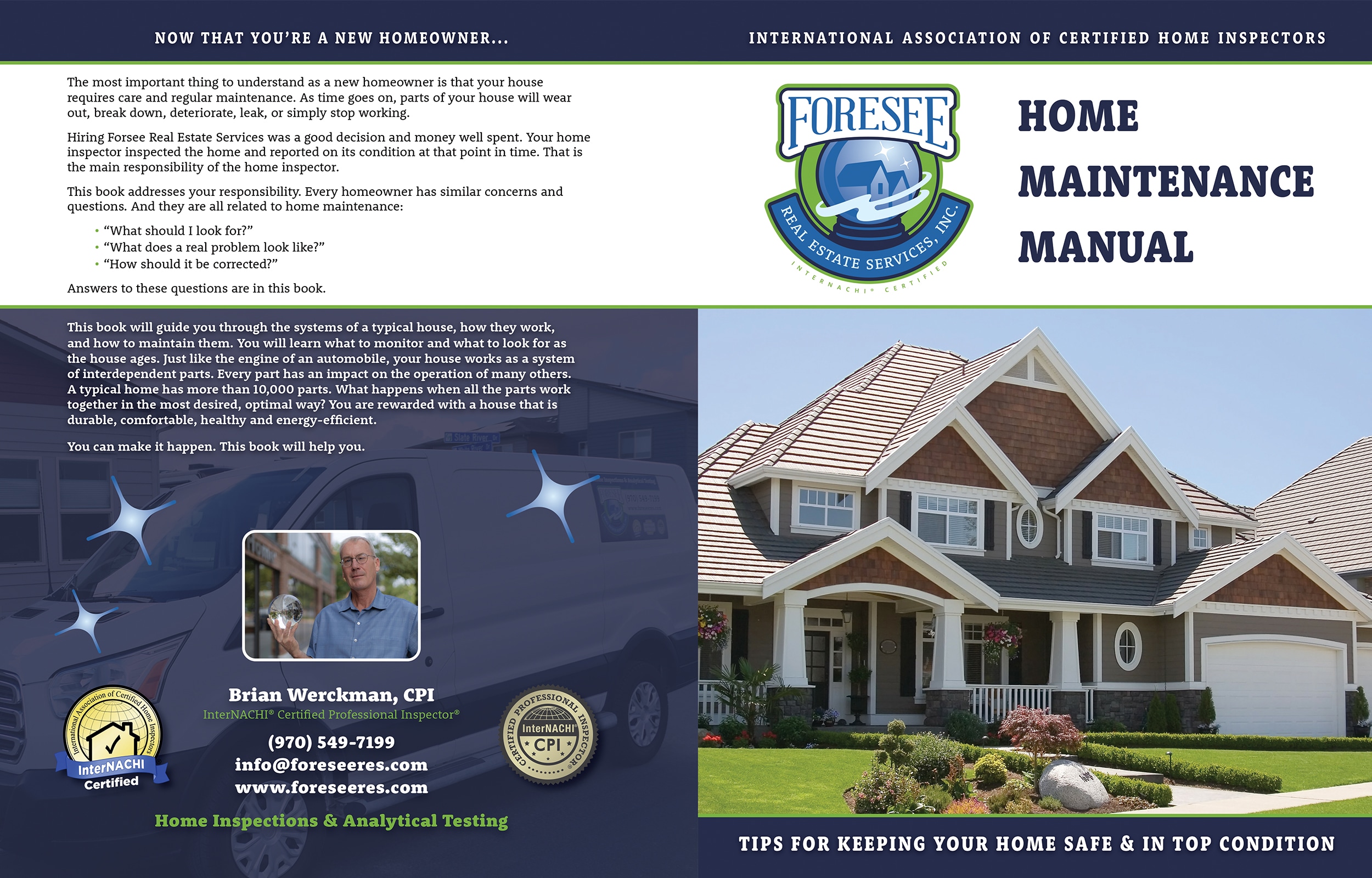 Custom Home Maintenance Book for Foresee Real Estate Services