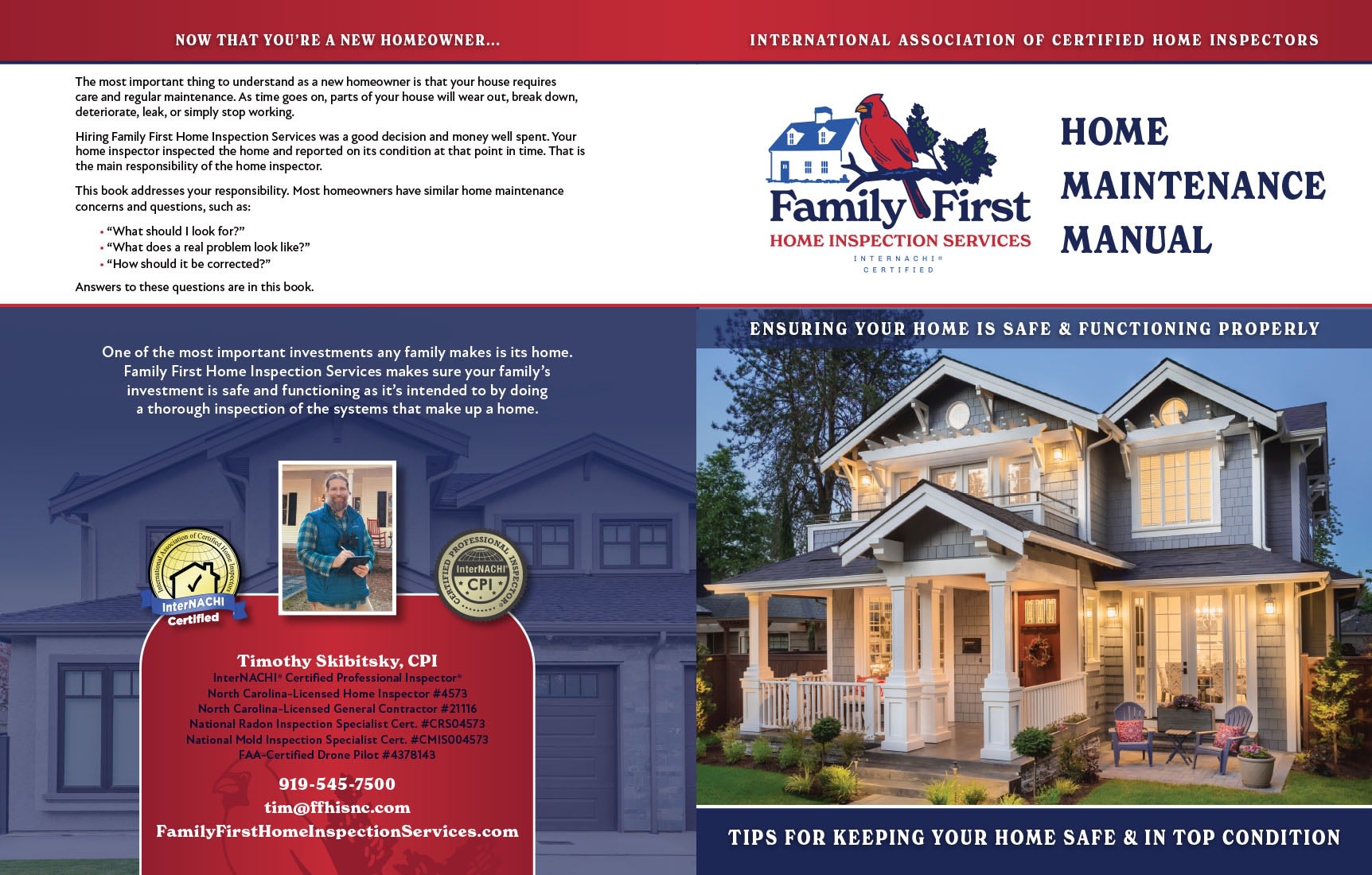 Family First Home Inspection Services custom book.