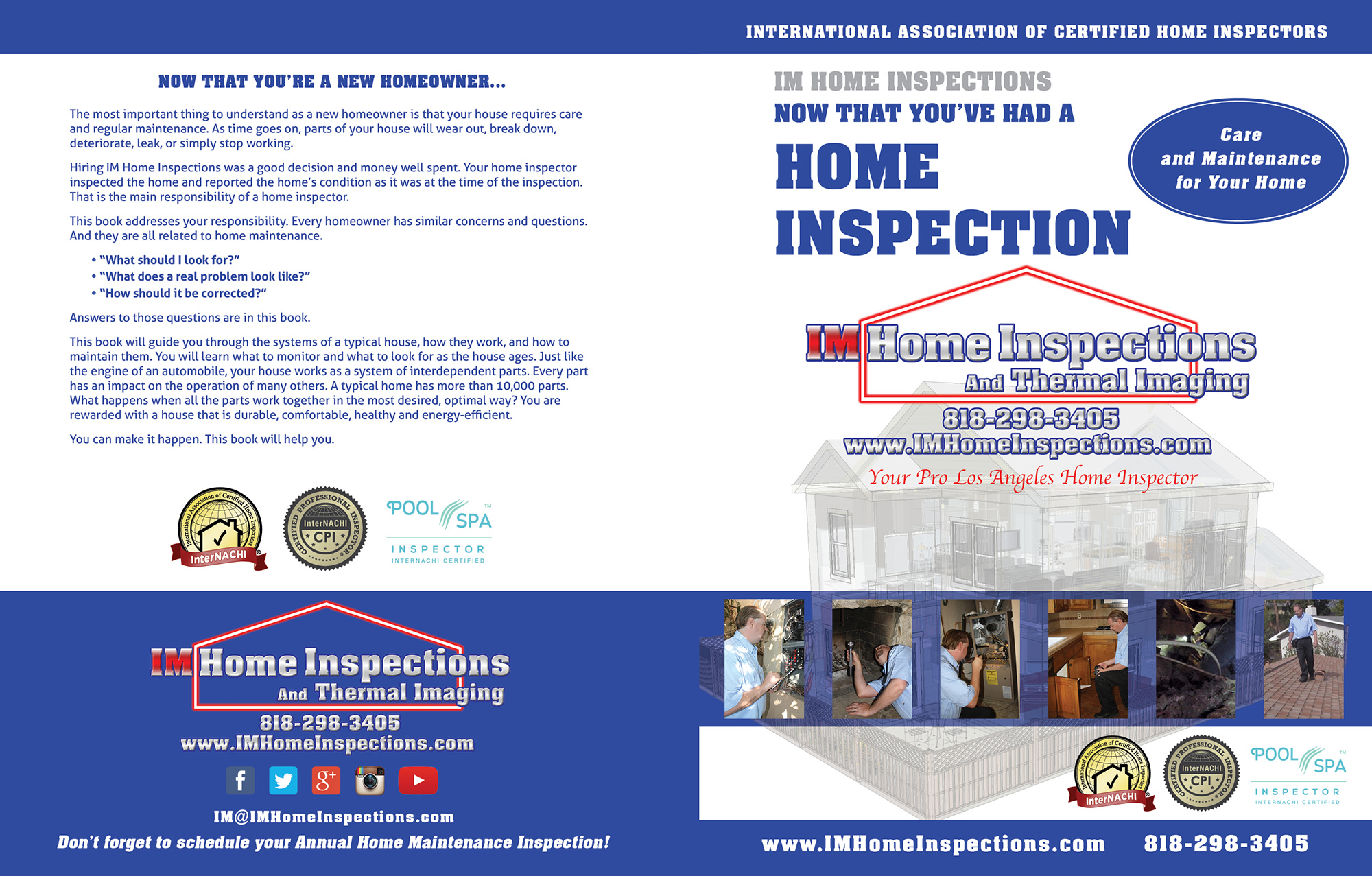 Custom Home Maintenance Book for IM Home Inspections.