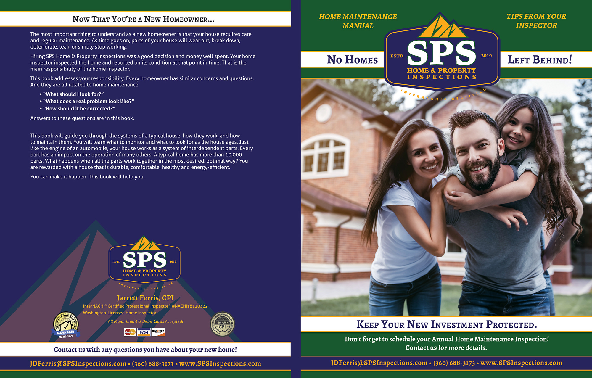 Custom Home Maintenance Book for SPS Home & Property Inspections