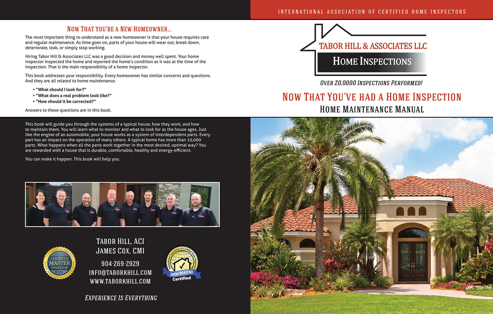 Custom Home Maintenance Book for Tabor Hill Home Inspections.