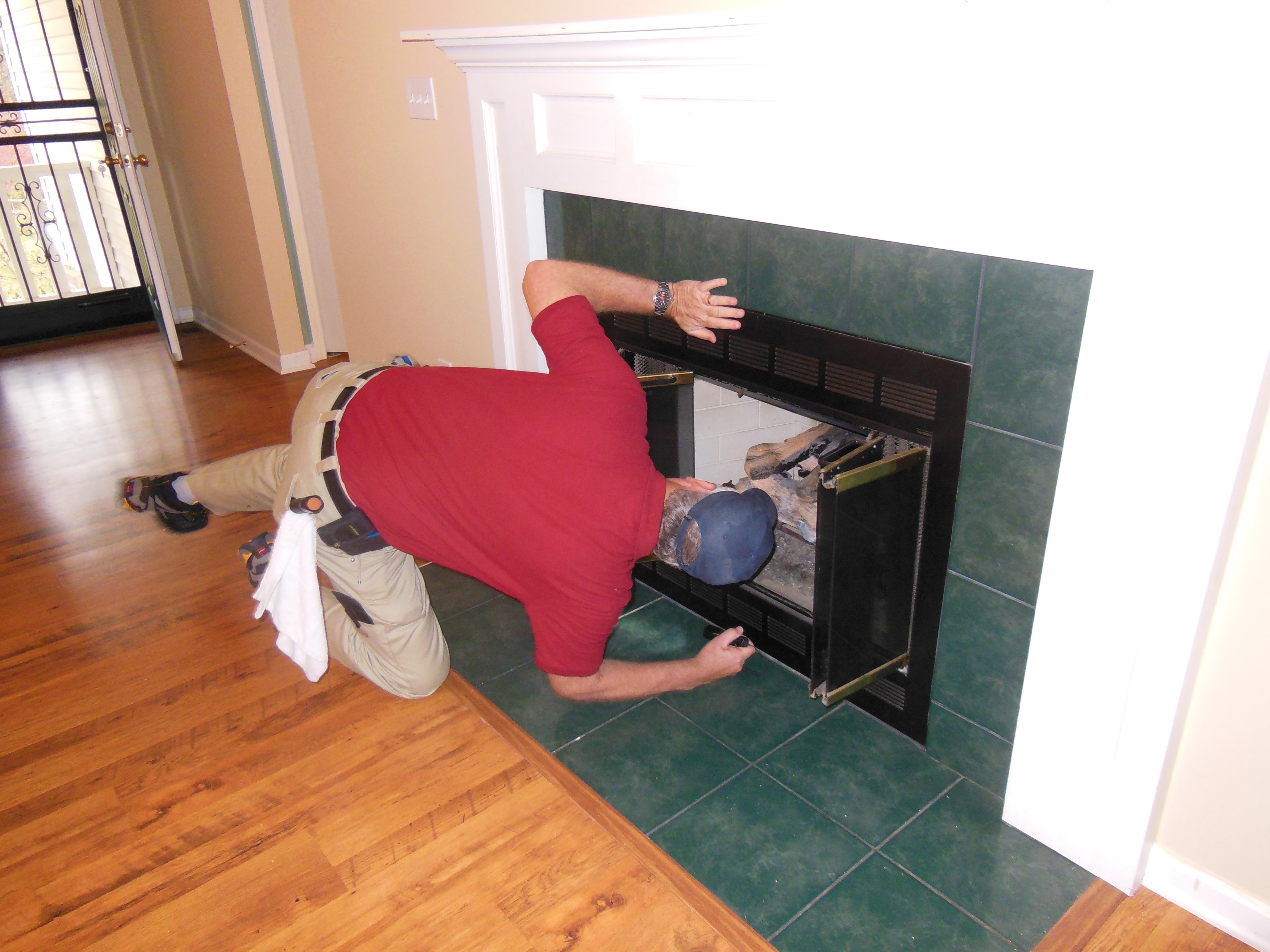 Fireplace inspection.