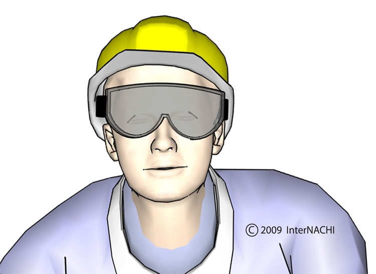 Inspector in hardhat and goggles.