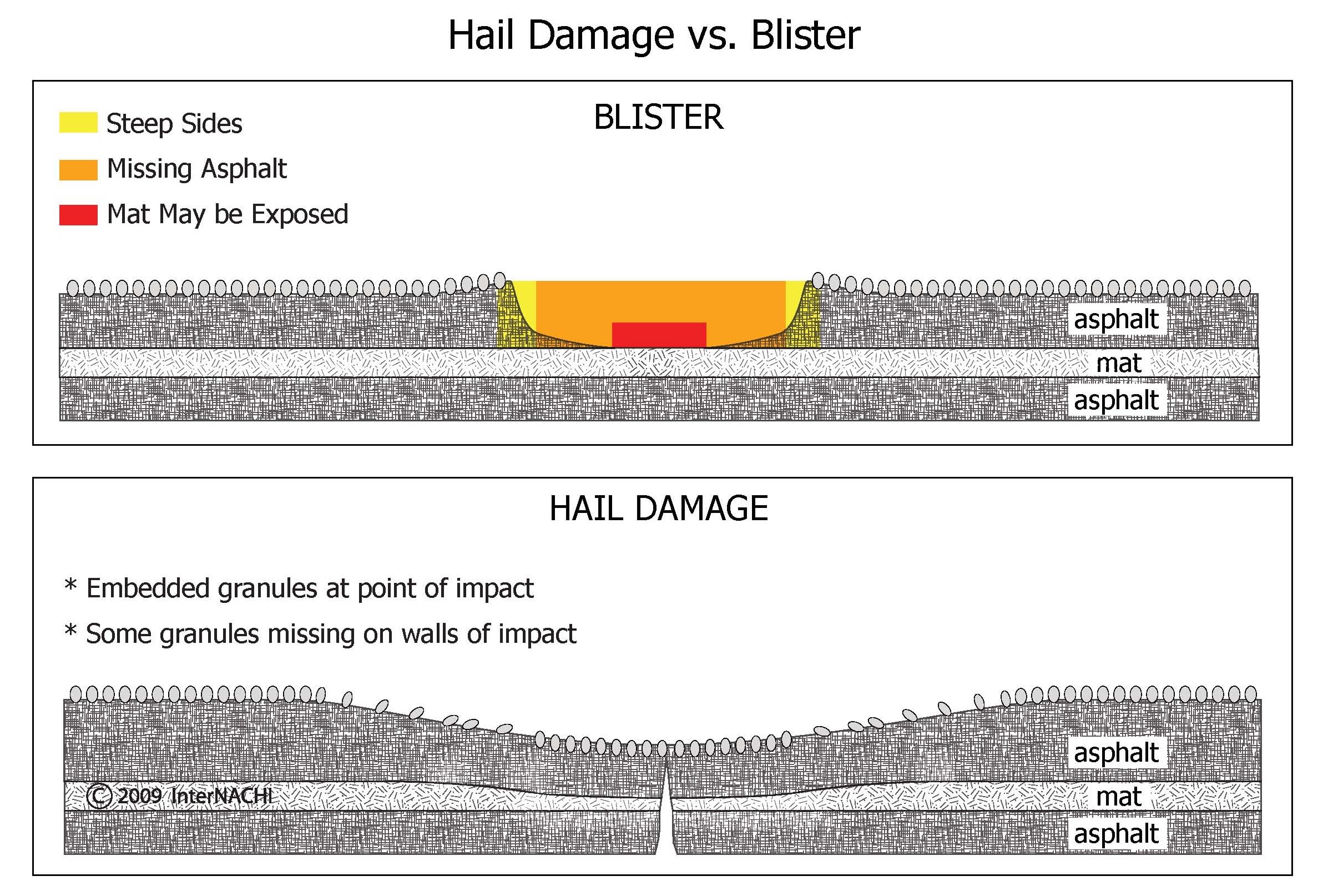 Hail damage vs. blister.