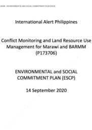 Conflict Monitoring and Land Resource Use Management for Marawi and BARMM ESCP paper