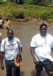 Project team in Kenya cross the river Migori