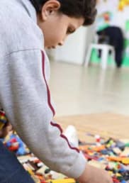 A boy plays at the Peace Education project in Shatila refugee camp in Lebanon