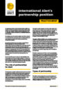 Cover of International Alert's partnership position