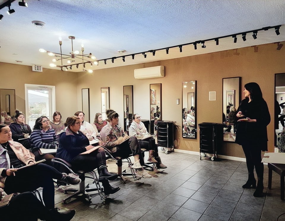 salon with many chairs