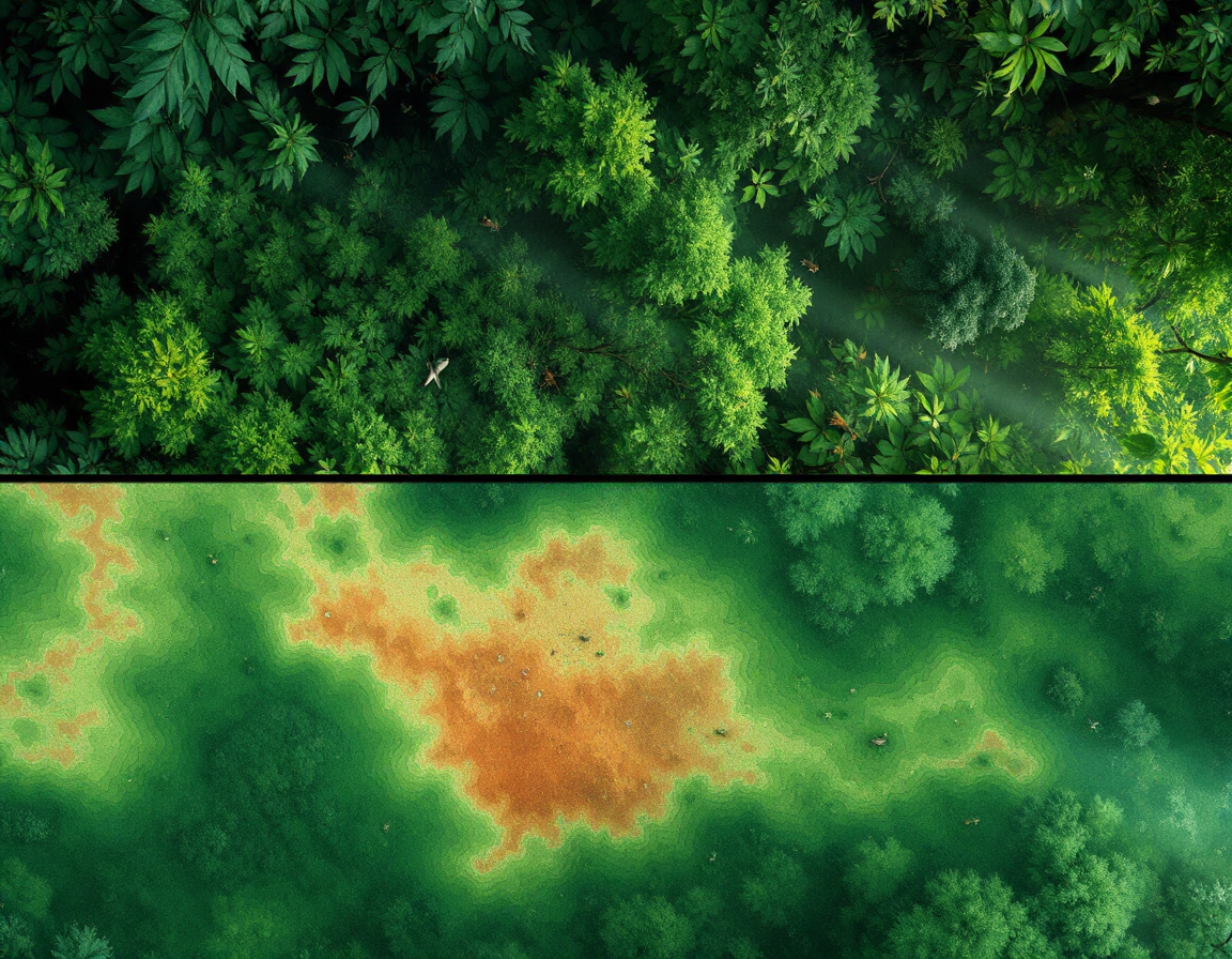 Forest aerial view with river