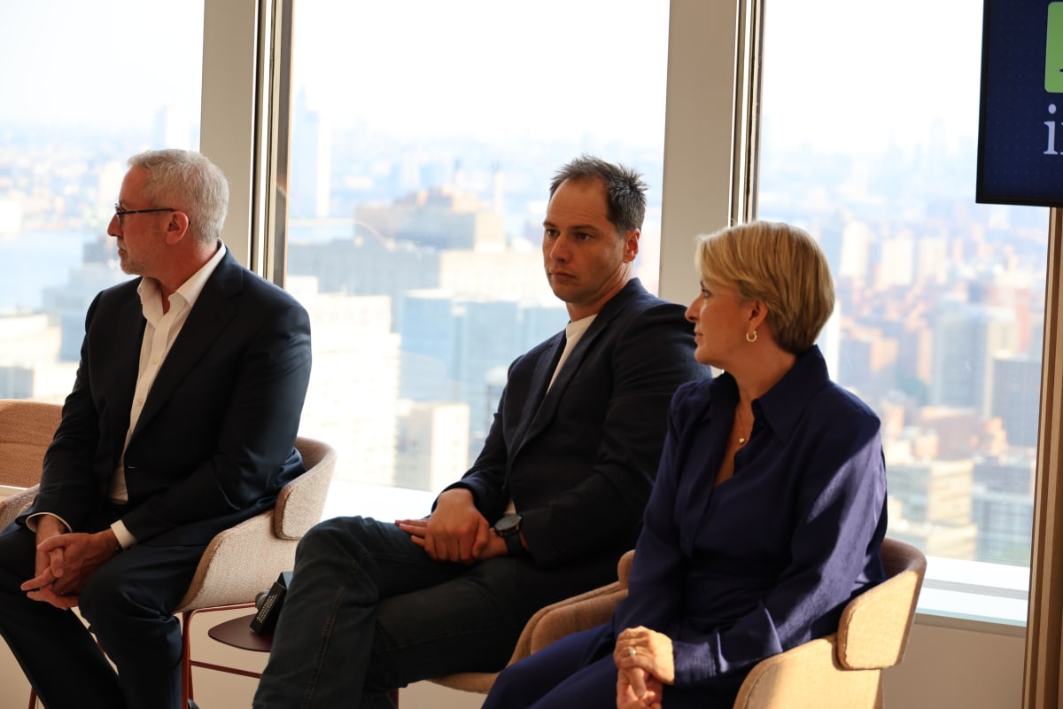 Panellists in conversation during the Q and A