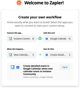 Screenshot of Zapier integration