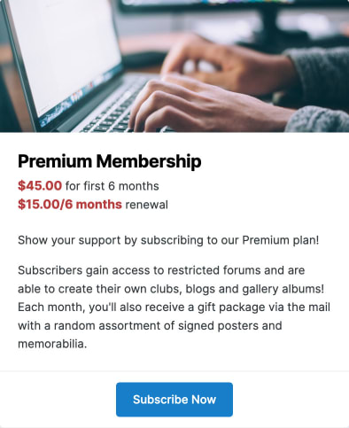 Screenshot of Subscription