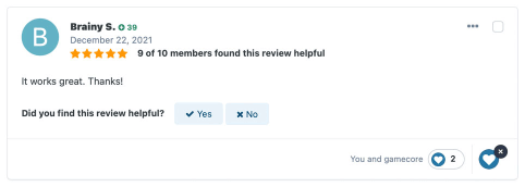 Screenshot of review