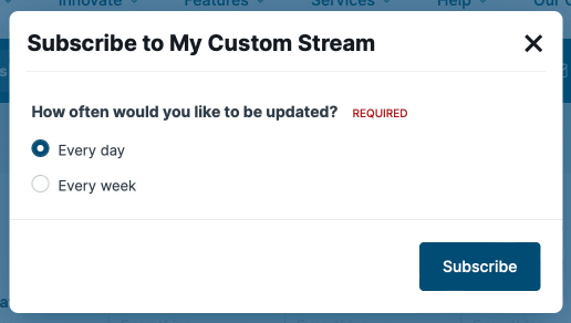 Screenshot of Custom Stream Subscriptions